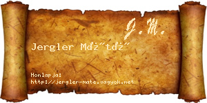 Jergler Máté névjegykártya